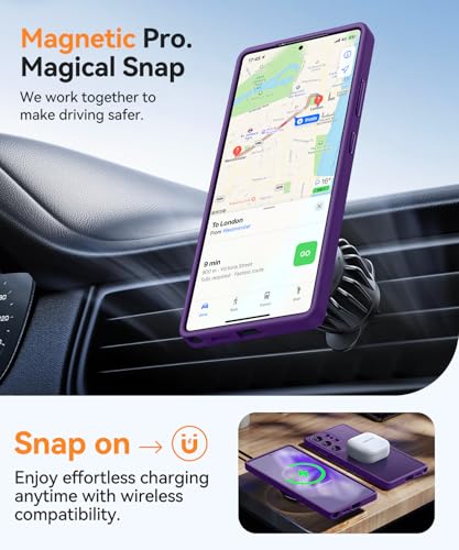 Image of CANSHN Designed for Samsung Galaxy S23 Ultra Case [Full Camera Protection] [Compatible with MagSafe] Translucent Matte Shockproof Protective Phone Cover 6.8 Inch - Deep Purple