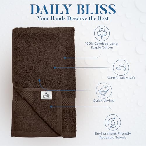 Image of DAN RIVER 6-Pack Premium Hand Towels (16x28 Inches) - 100% Cotton, Ultra Soft, Lightweight, Highly Absorbent Towels for Bathroom, Spa, Gym, Salon, Hotel, and Travel - Brown