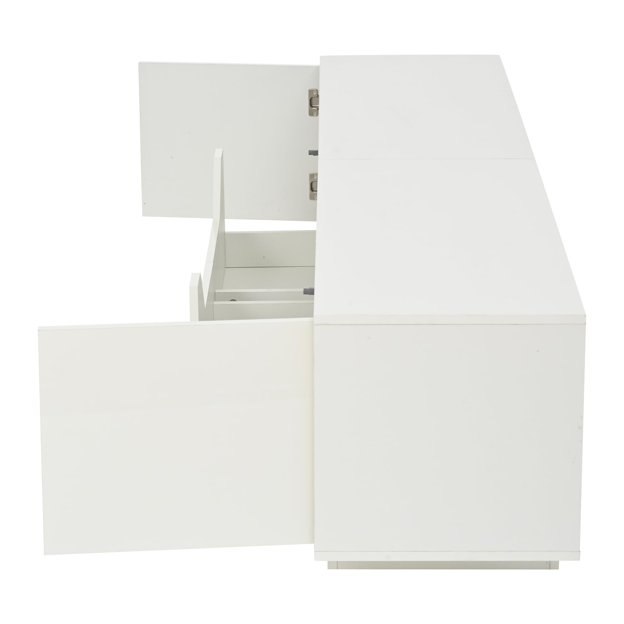 Mobile TV da 180 x 40 x 45 cm, con 2 cassetti e 2 armadi, mobile TV lucido con luci a LED, TV da 75 pollici, bianco