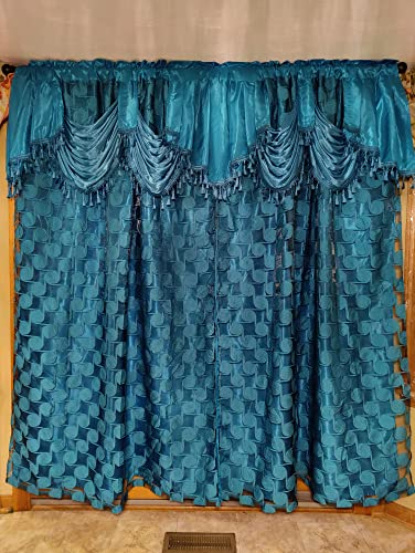 Gohd Golden Ocean Home Decor CIRCLE CYCLE Clipped Voile. Voile Jacquard Window Curtain Drape With Attached Fancy Valance And Taffeta Backing. 2Pcs Set. Each Pc 54 Inch Wide X 84 Inch Drop + 18 Inch Valance.  thumb #4