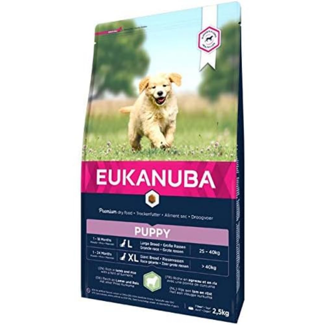 Eukanuba Cibo Secco per Cuccioli di Taglia Grande, Ricco di Agnello e Riso, 2,5 kg