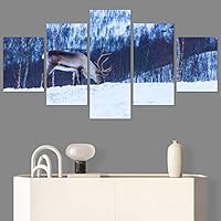 SIGNWIN 5 Panel Canvas Wall Art Animals Deer Modern Artwork for Home Decorations Ready to Hang - 60