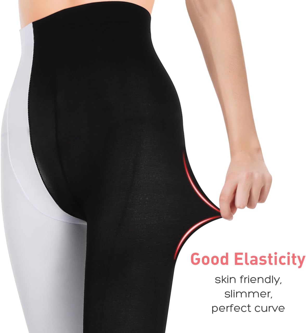 TENDYCOCO Two-Toned Black and White Stockings for Women, Leggings Opaque Tights Fashion Double Color Ab Splice Tights with Elastic Fit for Carnival Cosplay Party Dance and Daily Wear