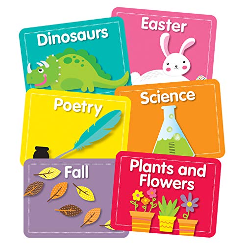 Schoolgirl Style - Just Teach | Library Labels Colorful Cut-Outs, Classroom Décor, 45 Pieces