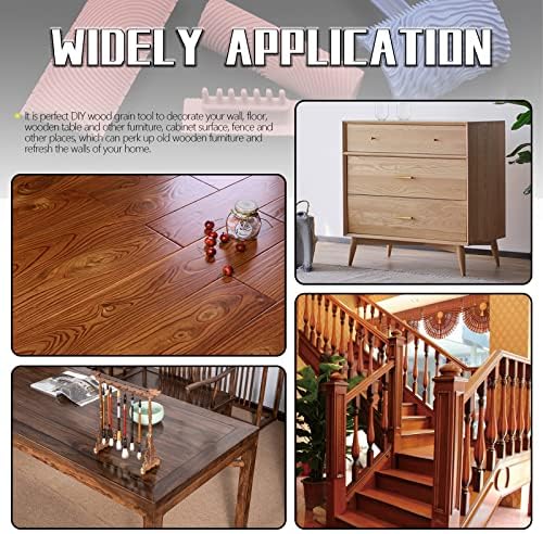 Mardatt 8 Pcs Wood Graining Painting Tool Set, Rubber Empaistic Grain Pattern Roller with Handle, Household Wallpaper Roller Painter, Wall Texture Art Painting Tool Set for DIY Wall Room Decoration
