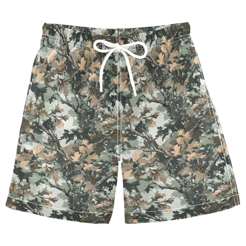 JUNZAN Boys Swim Trunks Camo Tree Beach Swim Shorts Boy Swimsuit 8 Quick Dry