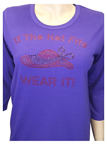 Red Hat Society Rhinestone If The Hat Fits, Wear It with a Purple Scoop Neck Shirt2