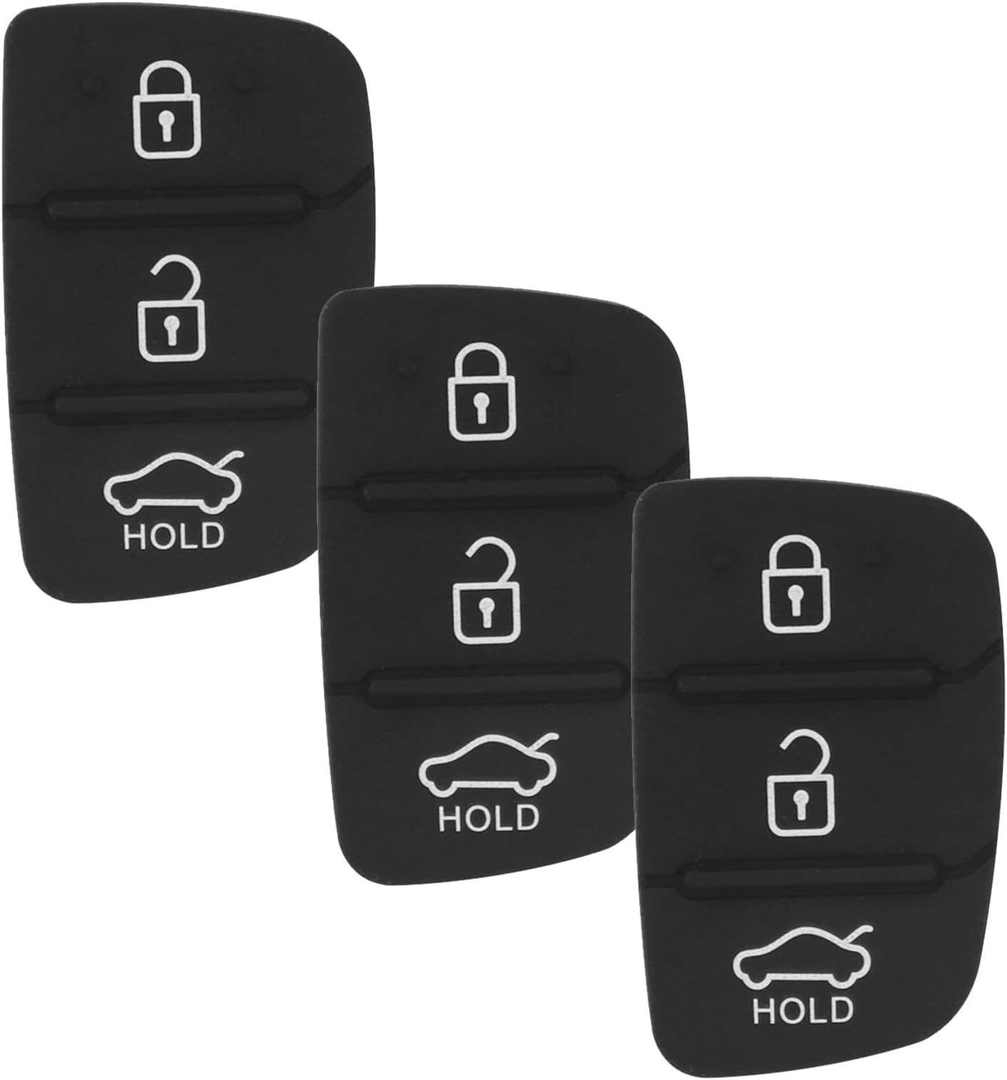 3 Button Key Fob Rubber Pad Replacement Compatible with Hyundai i40 i30 i20 i10 ix20 ix30 ix35 Santa Fe Tucson Elantra Accent Car Remote Control Flip Key Fob Shell Case Buttons Cover - 3 Pack