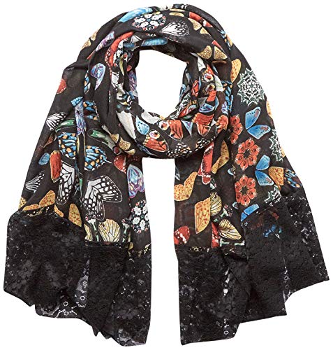 Desigual Fou_Butterfly Galactic Foulard Tendance, Noir, Taille Unique Femme