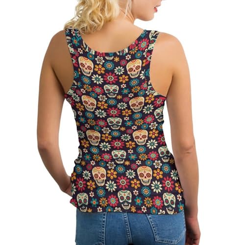 Day of The Dead Women's Tops Summer Fashion Sports Vest Sleeveless T-Shirt2