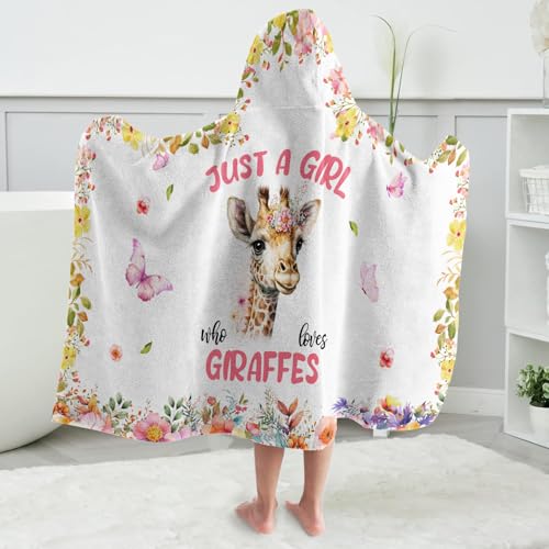 Image of Giraffe Hooded Bath Towels for Girls,Soft Cotton Swimming Shower Beach Blanket (Giraffe)