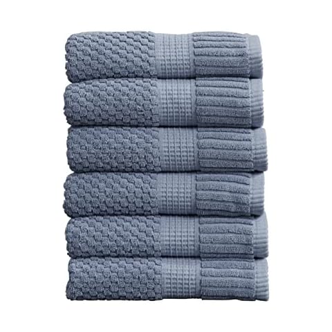 100% Cotton Hand Towel Pack | Super Soft and Absorbant Quick-Dry Hand Towels 16" x 28" |Textured and Durable 600 GSM Cotton | Trinity Collection ( 6 Pack Hand Towel, Flint Stone) Cover