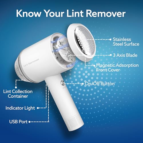 Image of AGARO Lint Remover, Electric Fabric Shaver, Rechargeable, Portable, Multi-Functional Fuzz Remover from Woollen Sweaters, Coat, Blankets, Jackets Remover, Pill Remover from Carpets, Curtain LR2001