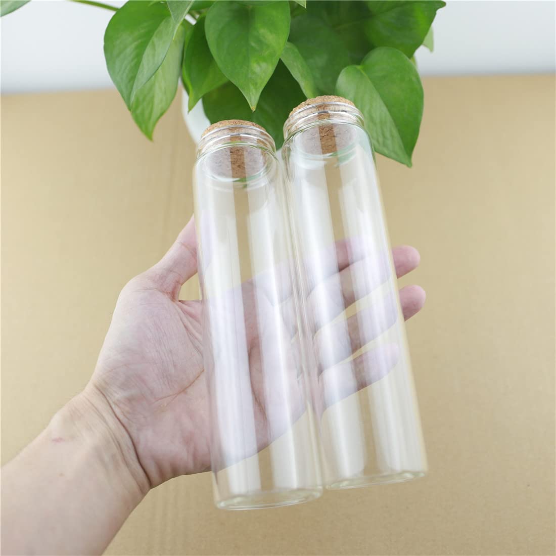 SYLALE 6 unids/Lote 47 * 180mm 240ml tapón de Botella de Vidrio Tubo de ensayo Tarro de Almacenamiento Picante Botella contenedores de Alimentos Especias Dulces frascos de Vidrio Viales