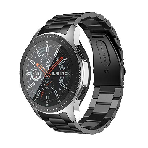 ANBEST Bracelet Compatible avec Samsung Gear S3/Galaxy Watch 46mm Bracelet, Bracelet de Remplacement en Acier Inoxydable Bracelet à Maillons Sans Couture pour...