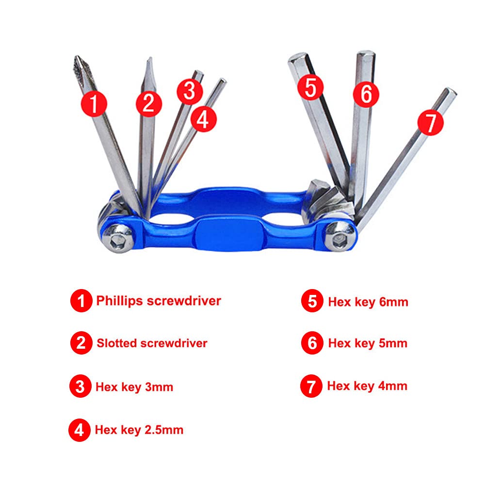 Multitool Bici 7 In 1, Attrezzo Portatile In Acciaio Inox, Con Chiavi Brugola 2-6mm E Cacciaviti, Per Riparazioni Di Emergenza - 4