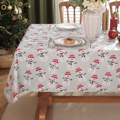 Nappe de Noël imperméable en vinyle pour éviter les taches de réveillon