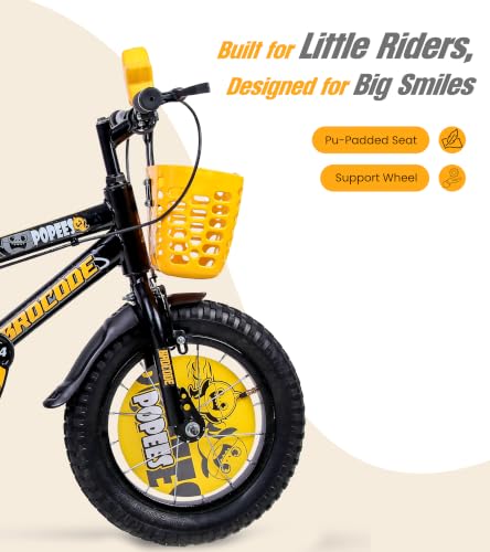 Image of BROCODE Kids Cycle for 2 to 5 Years Boys and Girls 14T Cycle for Kids with Training Wheels Front Basket High Tensile Steel Frame Adjustable Seat Single Speed Bicycle Professional Assembling Required