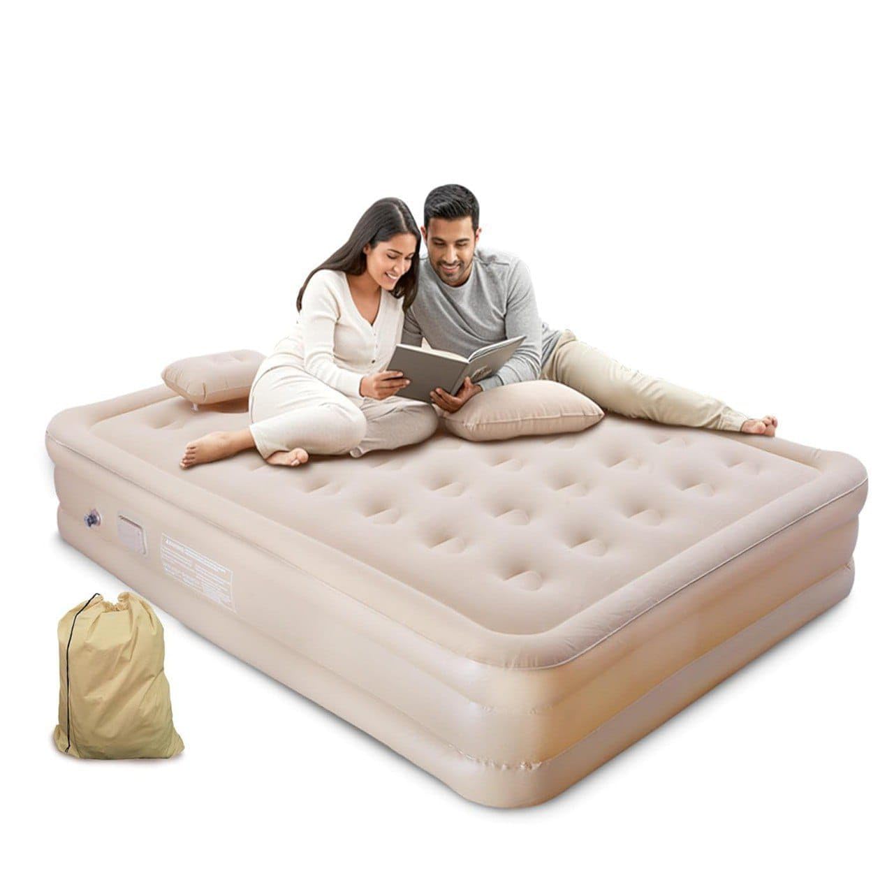 Double Air Bed, Inflatable Mattress with Free Electric Pump, Quick Self-Inflation/Deflation Guest Air Mattress, Blow Up Bed for Home Camping Versatile Sofa Cum Air Folding Sofa Bed (Double Air Bed)-image-20