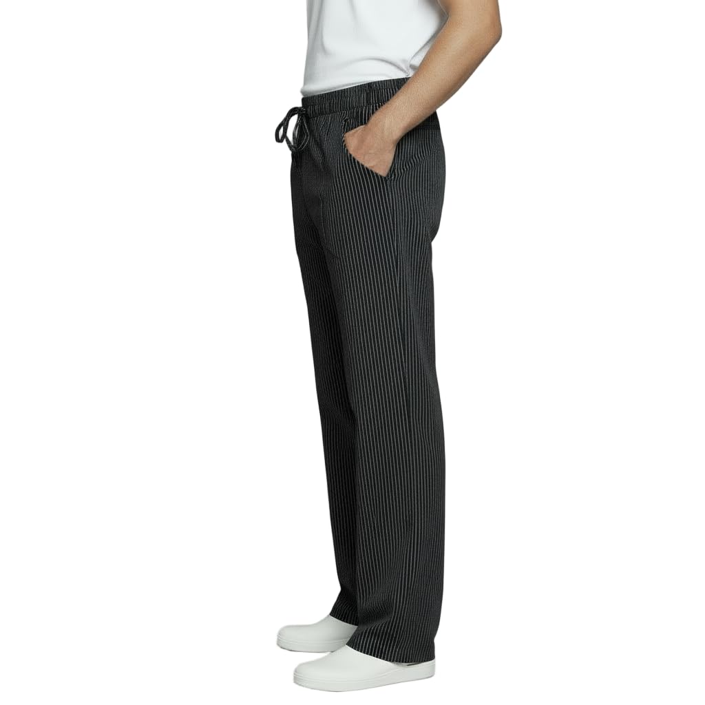 Peter's abiti da lavoro Pantalones de cocinero Chef Pizzaiolo Pastelero para Uniforme de Enfermera Unisex, Negro Gessato