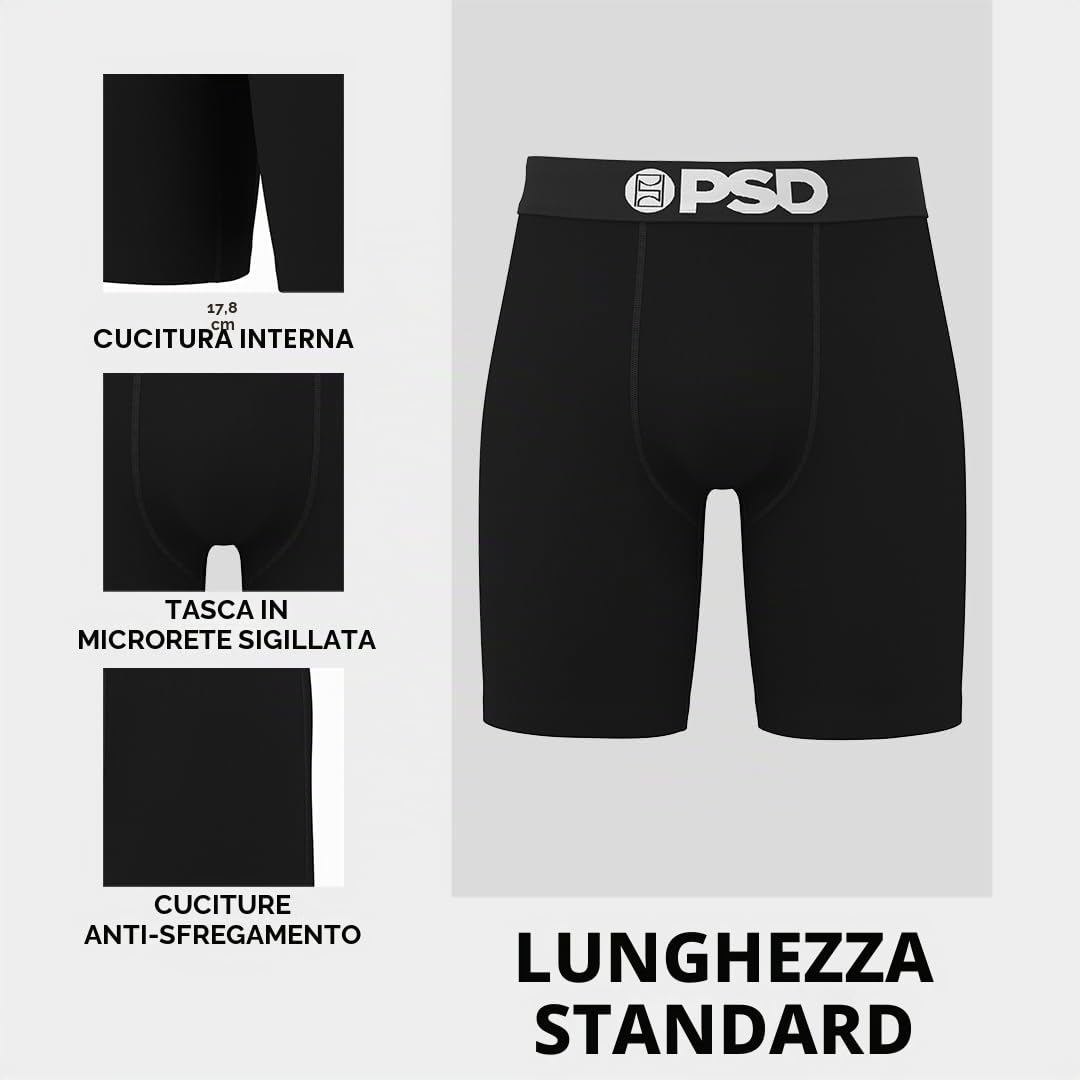 PSD Men's Basic Solid Boxer Briefs - 7 inch Inseam Breathable And Supportive Men's Underwear with Moisture-Wicking Fabric