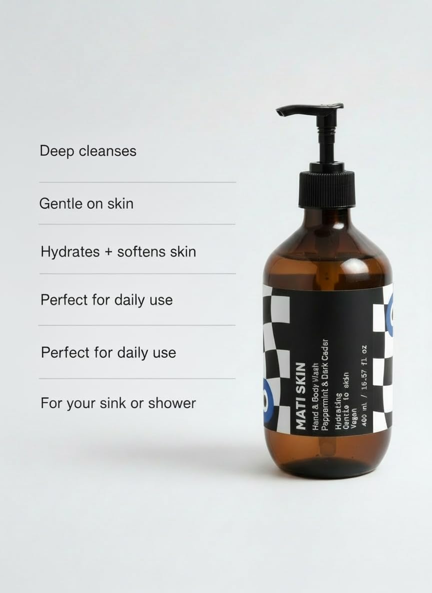 Hand & Body Wash, Peppermint & Dark Cedar, Gentle Cleansing, Hydrating, Vegan Formula, For All Skin Types
