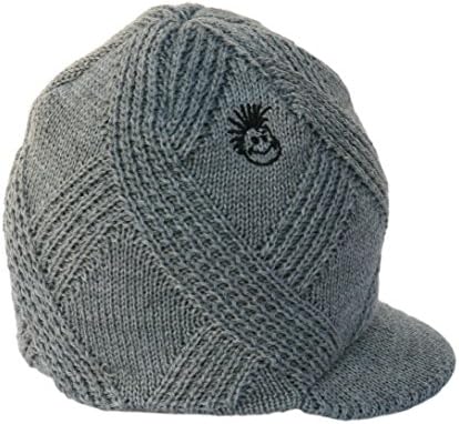 Born to Love Knuckleheads Gray Boy's Baby Visor Beanie Hat with Stripes Detail L