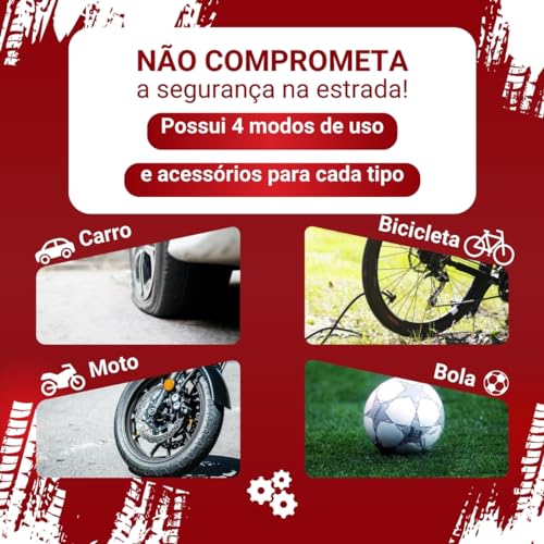 Bomba Portátil de Encher Pneu Carro Bike Moto Bola Mini Compressor Ar Calibrador Digital
