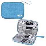 Qozabualy Organizador de cables electrónicos, organizador de cargador de viaje, organizador de cables portátil, funda de viaje para teléfono, cargador, USB, tarjeta SD, discos duros, cables, negro
