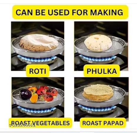 Image of Urban Foundry Phulka Grill Roaster for Gas Stove, Grill Mesh Tawa Jali for Kitchen Cooking, Roti Basket Pan Roaster Grill, Papad Jali, Mesh Brinjal (Completely Stainless Steel)-Pack of-1