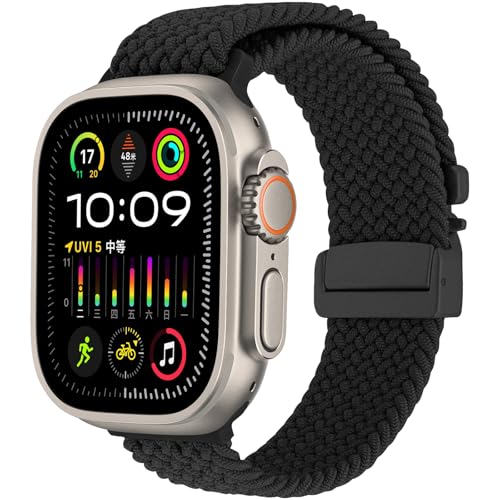 SITAFU Geflochtenes Armband Kompatibel mit Apple Watch Ultra 2 Armband 49mm 46mm 45mm 44mm 42mm - Herren Damen Stoff Sport Nylon Uhrenarmband für iWatch Ultra 3 Series 11 10 9 8 7 6 5 4 3 SE