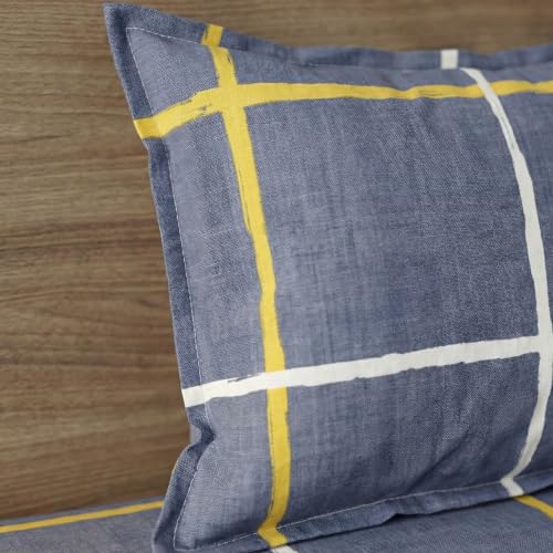 Image of Home Sizzler 210 TC Microfibre Gingham Check Single Fitted Bedsheet (36X72 inch) with 1 Pillow Cover