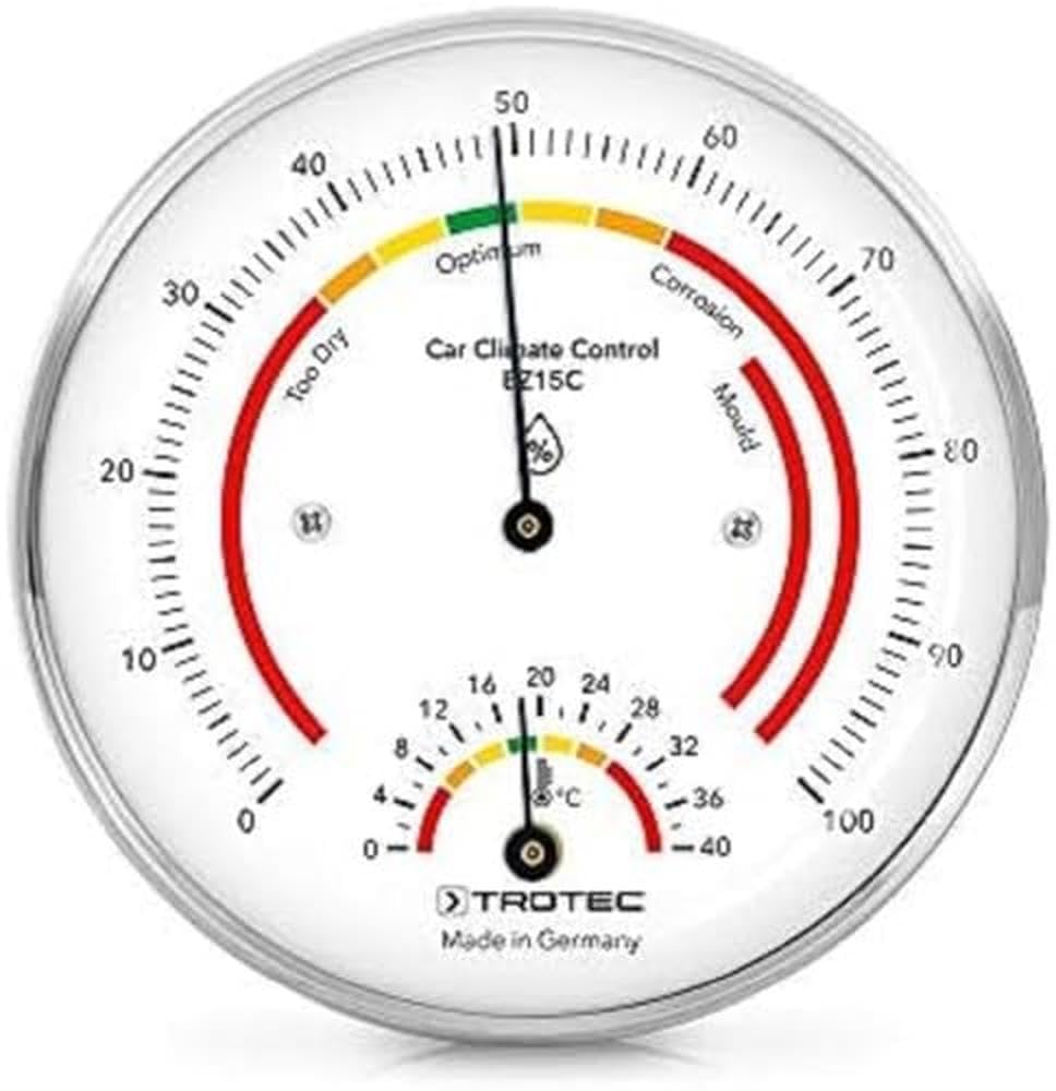 TROTEC Termoigrometro BZ15C Termoigrometro Campo di misura da 0°C a 40°C / da 0% a 100% Misurazione dell'umidità relativa e della temperatura dell'aria Facile da leggere e interpretare