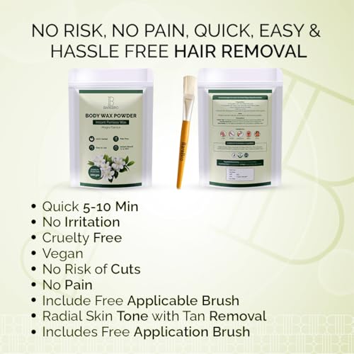 Image of Mogra Hair Removal Wax Powder for Women & Men | Professional & Painless Herbal Wax Powder with Natural Ingredients for All Skin Types | Quick, Easy to Apply Hair Removal for Smooth Skin with No Irritation or Skin Rashes 100 gms