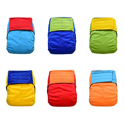 6-pack Bundle Charcoal Bamboo All-in-one AIO Cloth Diapers (Boy Solid)