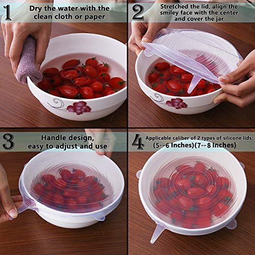 77L Silicone Stretch Lids, [Set of 10], 2 Different Size Reusable Silicone Stretch Lids, Sealed Durable Food Storage Covers Suit for Most Plate, Bowl, Dishes, Pans, Keep Food Fresh (Blue) - Thumbnail 3