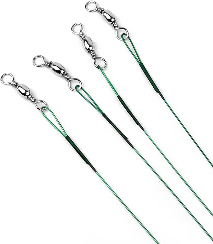 72 Lure Coated Wire Trace Pike Rolling Swivels, Saltwater/Freshwater Fishing Leader Steel Wire with Snap Swivel, 3 Length Options, 24 Pieces Each, for Bass Trout Pike Fishing