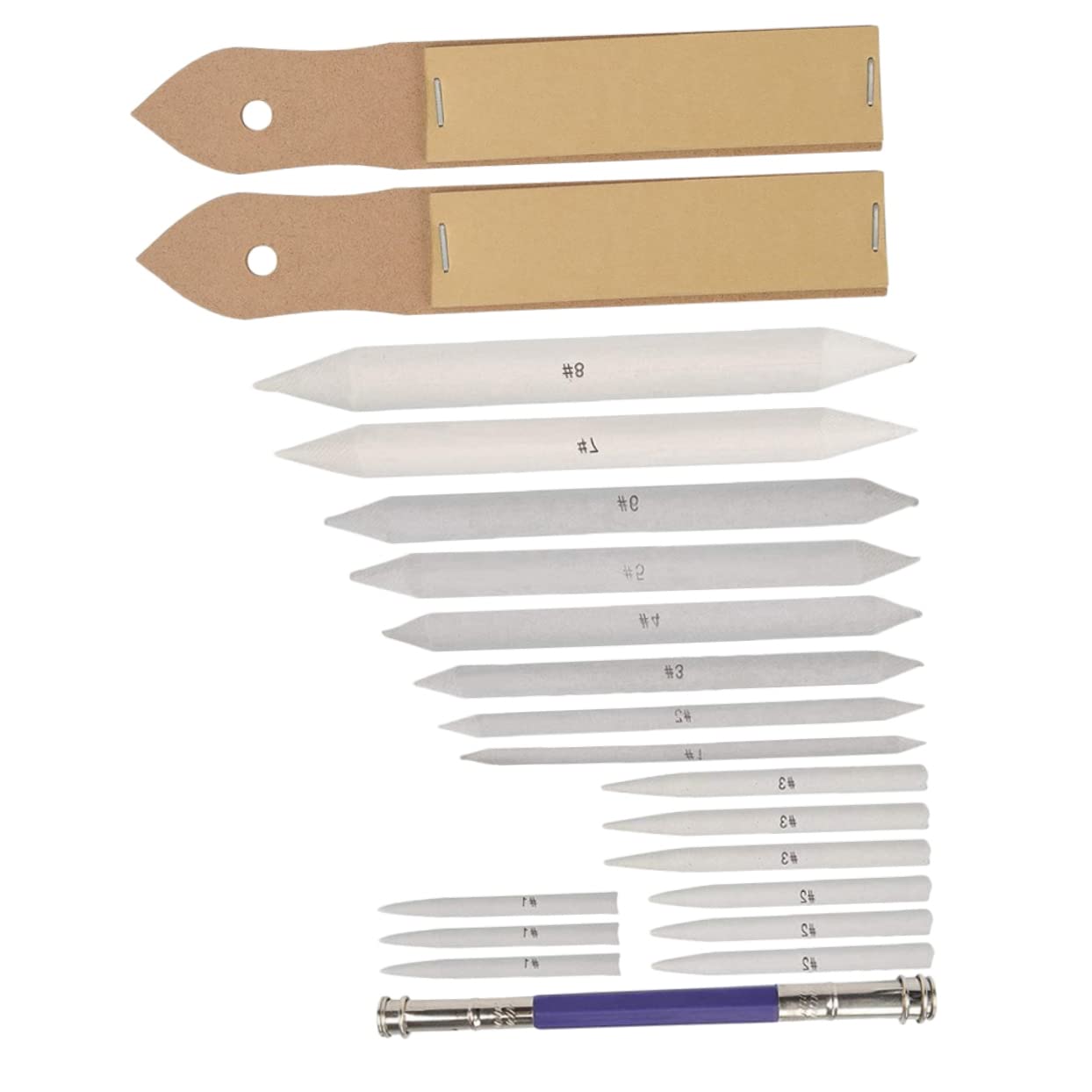 ULDIGI Beginner Art Supplies 20pcs Sketch Drawing Set Pencil Set Charcoal Sandpaper Pencil Blending Paper Stumps