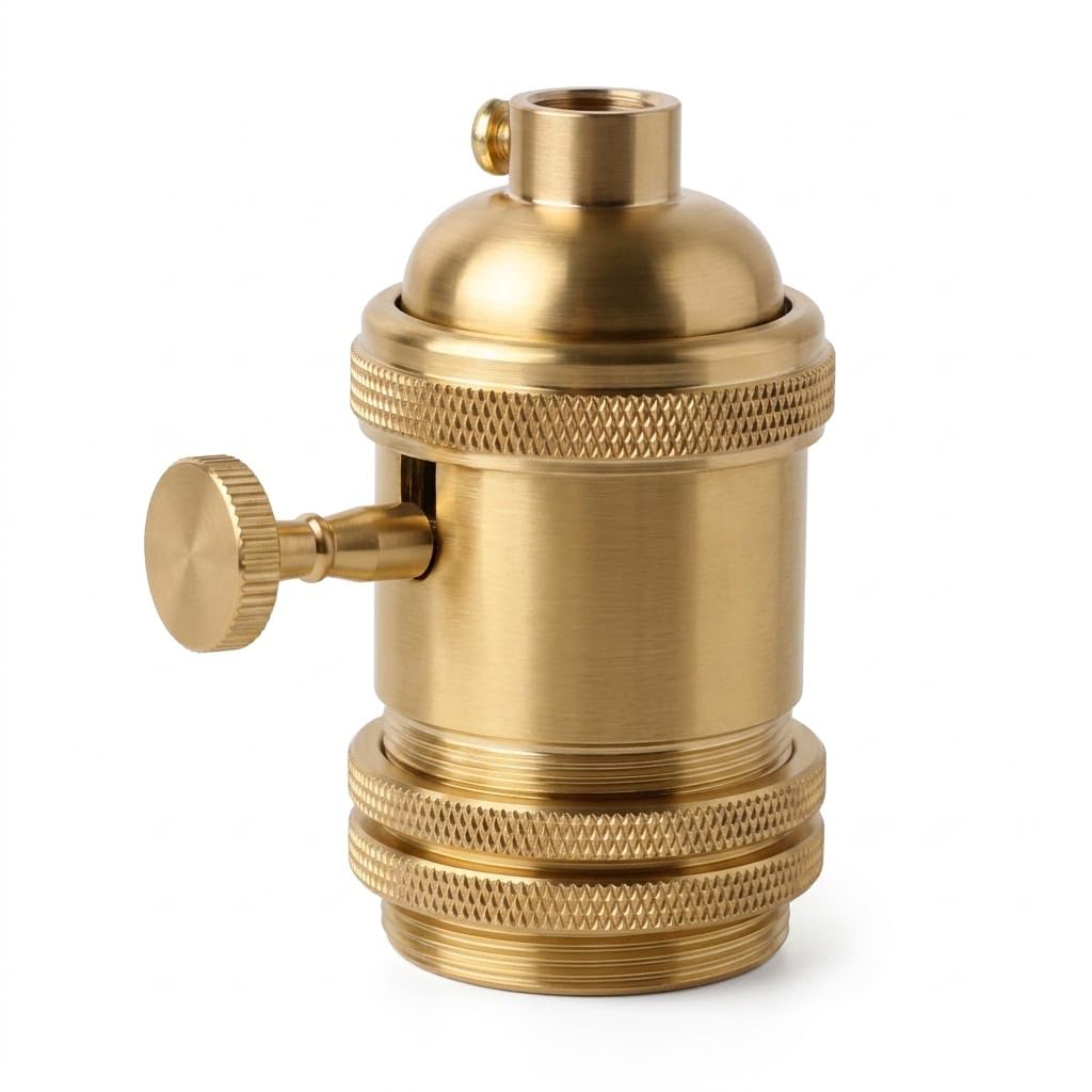 Vintage Brass Light Socket - Retro Edison Pendant Lamp Holder -1