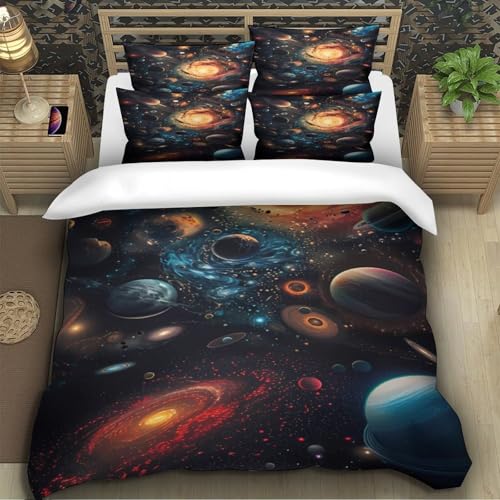 Parure de lit galaxie 3d housse couette espace ado 140x200 microfibre