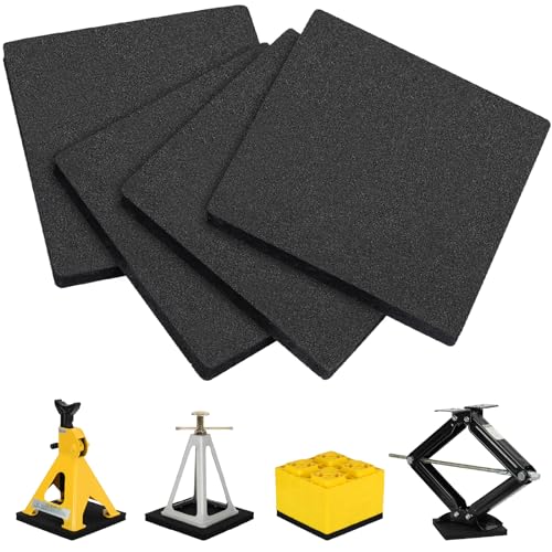 OULEME RV Leveling Block Flex Pads, 8.5” Rubber Jack Pads, Anti-Vibration & Anti-Slip Mats, for Camper Travel Trailer Jacks & Stands & Stabilizers on Uneven Surfaces, 4-Pack