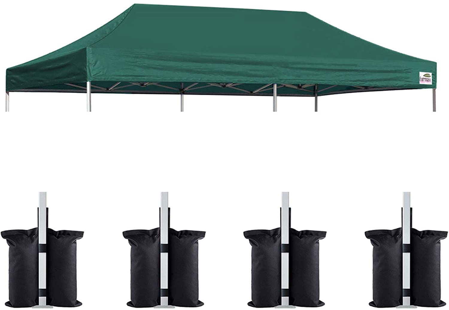 Eurmax USA Pop Up Canopy Replacement Canopy Tent Top Cover, Instant Canopy Top Cover ONLY, Choose 30 Colors,Bonus 4PC Pack Canopy Weight Bag (10x20, Forest Green)