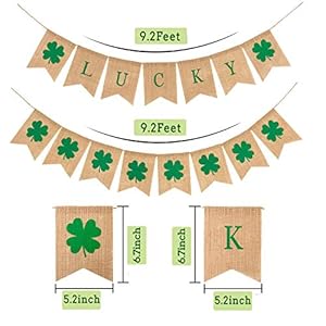 2 Pack St. Patrick's Day Decorations Shamrock Burlap Banner, Burlap Banner for Mantel Fireplace Spring Holiday Accessory Wall Decorations Home Indoor Outdoor Party Green Decor 2 Pack St Patricks Day Decorations Shamrock Burlap Banner Burlap Banner for Mantel Fireplace Spring Holiday Accessory Wall Decorations Home Indoor Outdoor Party Green Decor