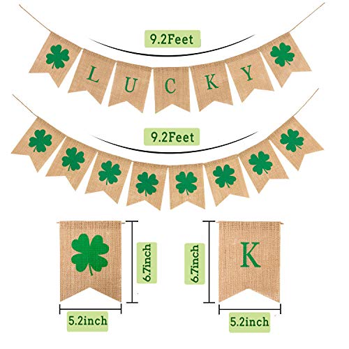 2-Pack-St-Patricks-Day-Decorations-Shamrock-Burlap-Banner-Burlap-Banner-for-Mantel-Fireplace-Spring-Holiday-Accessory-Wall-Decorations-Home-Indoor-Outdoor-Party-Green-Decor 2 Pack St Patricks Day Decorations Shamrock Burlap Banner Burlap Banner for Mantel Fireplace Spring Holiday Accessory Wall Decorations Home Indoor Outdoor Party Green Decor