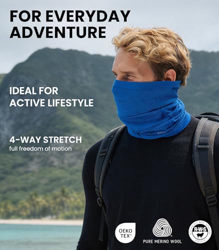 Image of Merino Wool Sun & Wind-proof Neck Gaiter 17.5um - Breathable Multi-Use Face Covering - Neck Warmer & Ski Mask for Women, Men