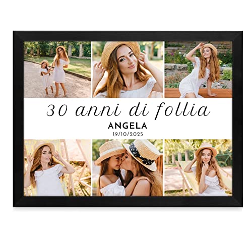 Maverton Poster personalizzato in cornice 33x43cm con la tua foto - Cornice in legno nera - Collage fotografico da appendere - Decorazione per compleanno ragazze e donne - Bellezza