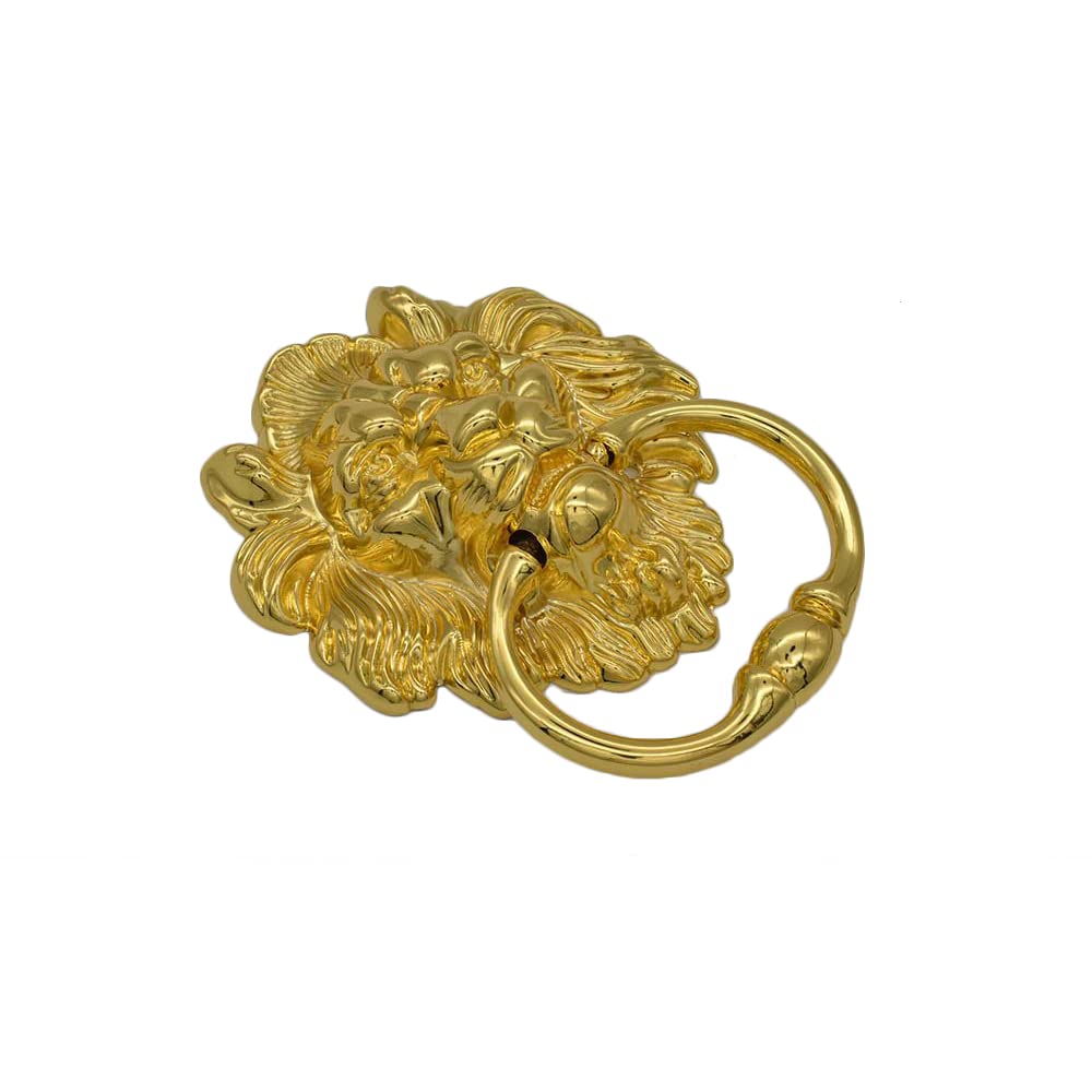 1 aldaba de puerta, aldaba de cabeza de león, aldaba de puerta delantera con 2 tornillos, anillos de cabeza de león de aleación de zinc, mango de aldaba de muebles de león