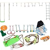 ☀Sicherheitsgarantie - Das Ratschenband besteht aus Polyester und bietet eine maximale Reißfestigkeit von 3400 Pfund. Das kleine Hindernisseil hat eine maximale Reißfestigkeit von 1100 Pfund.Sorgen Sie für die Sicherheit der Kinder (Aufsicht der Eltern erforderlich)