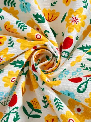Image of Cortina Floral Light-Filtering 100% Cotton Curtains 9 feet Long Set of 1 for Long Door [ Opacity: 50-60%, Color: Yellow, 180 GSM ]
