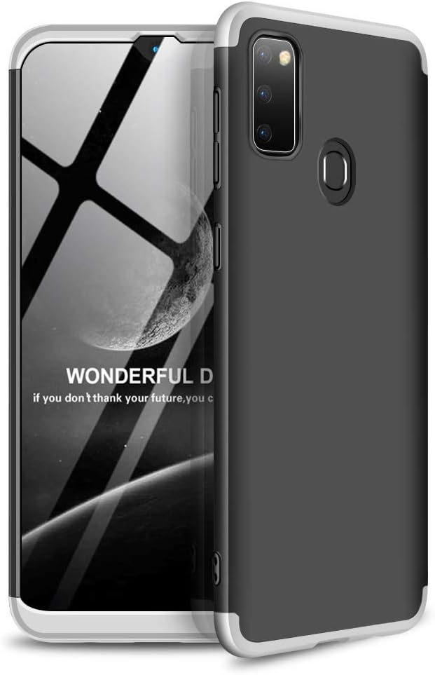 MISIDE Compatible for Samsung Galaxy M30S Case,[3 in 1] Anti-Scratch 360 Degree Full Body Coverage Protection Detachable PC Hard Cover Protective for Samsung Galaxy M30S (Black+Silver)